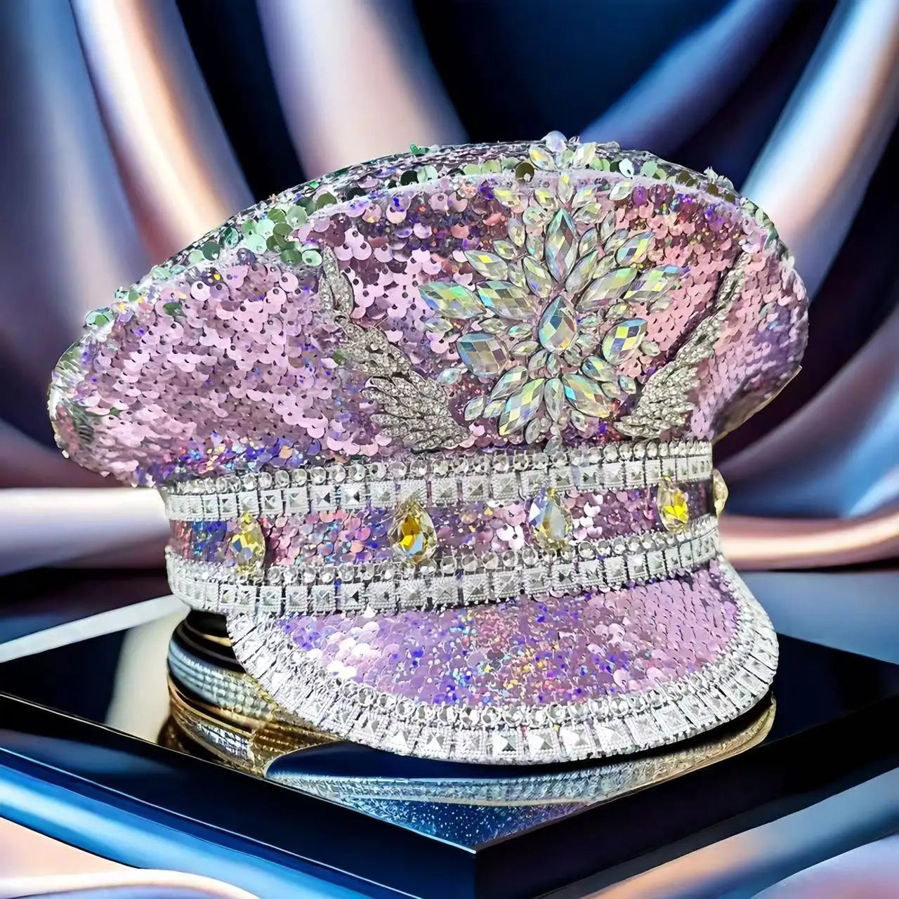 'Come At Me Chrome' Embellished Military Cap