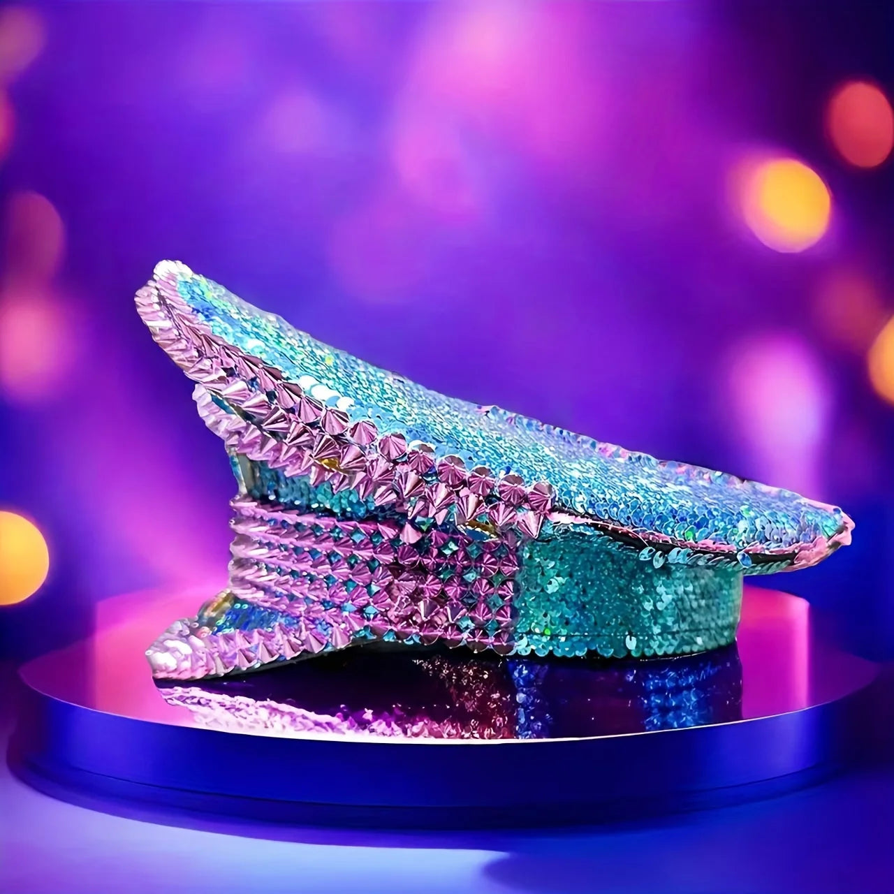 Vibrant Studded Embellished Military Cap